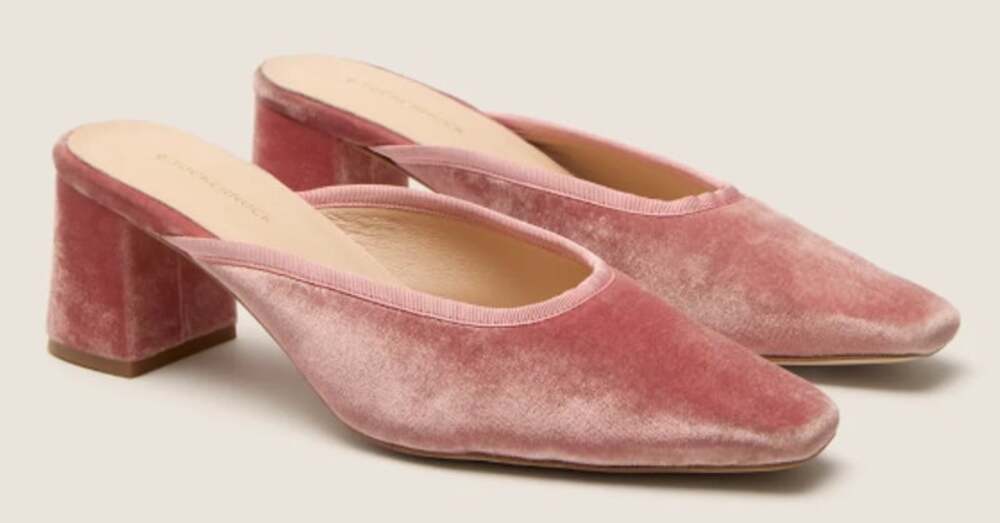 Tuckernuck Blush Velvet Tilda Mules Size 8 Balletcore Feminine Grandmillennial